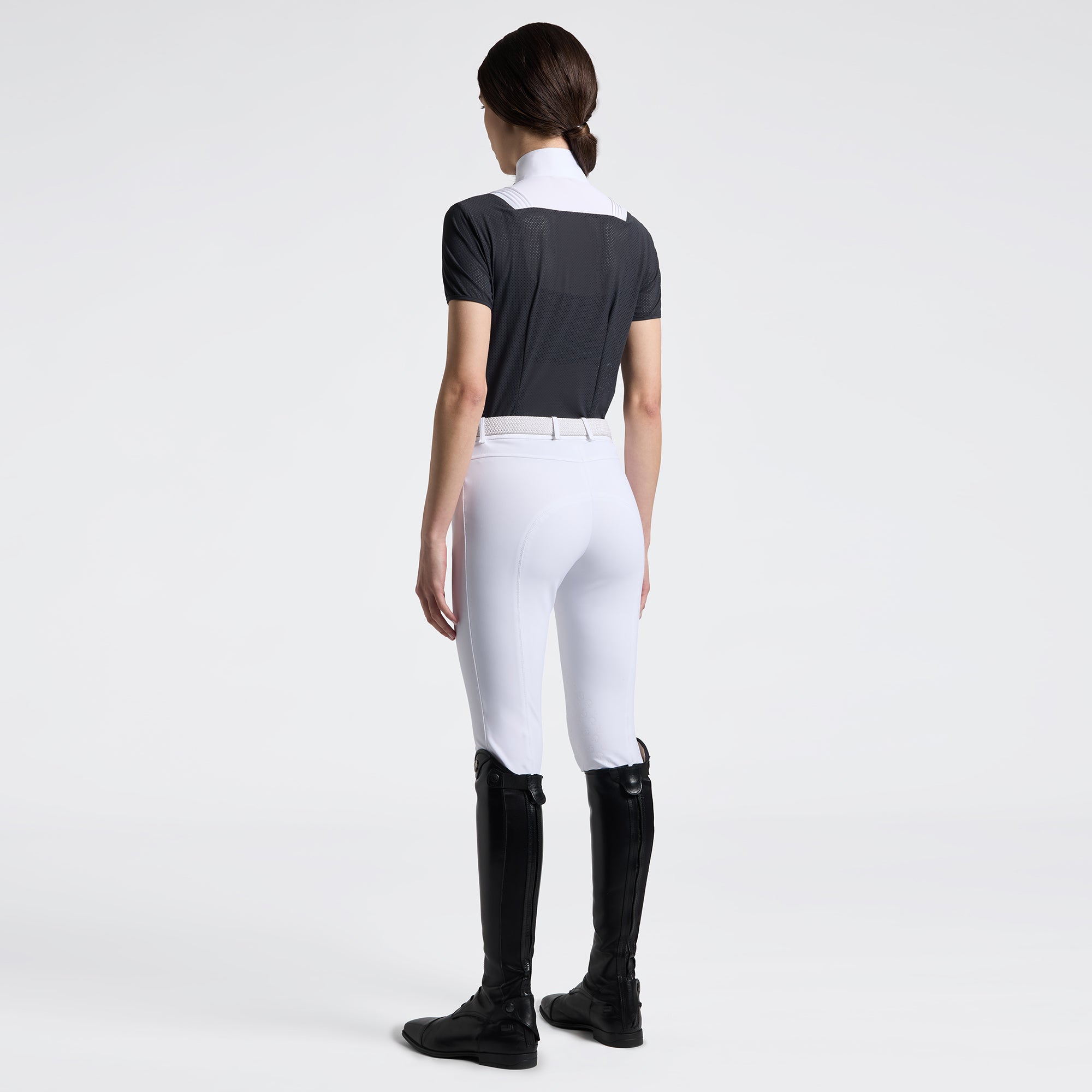 American Perforated Short Sleeve Show Shirt in Black