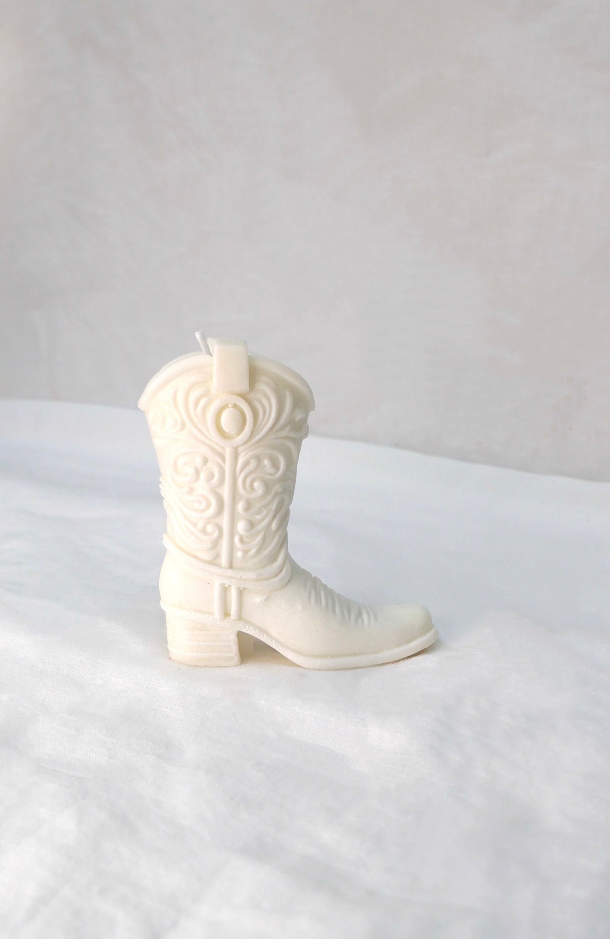 Cowboy Boot Candle in Soy White