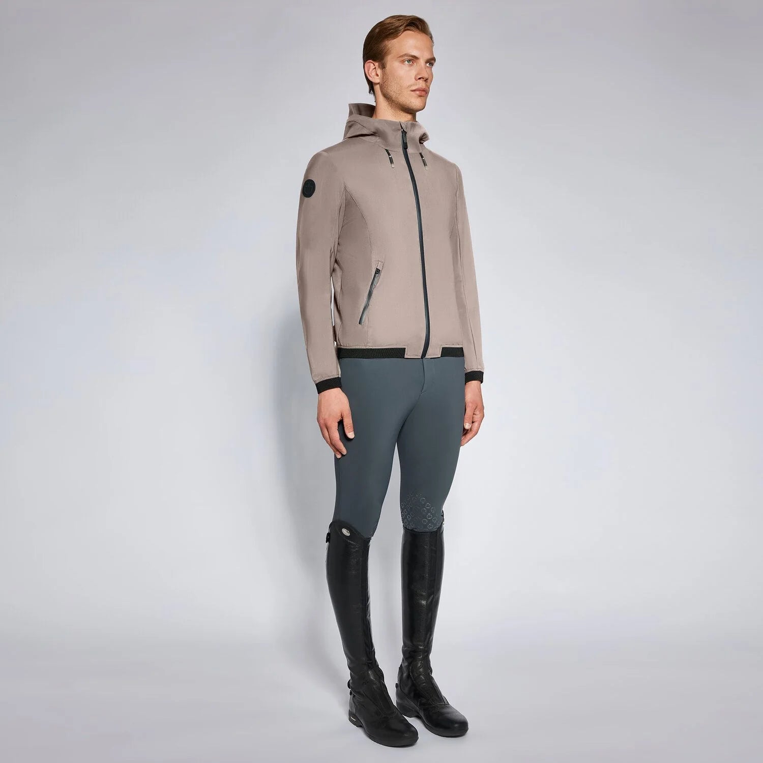 Jersey Hooded Softshell Jacket in Tortora