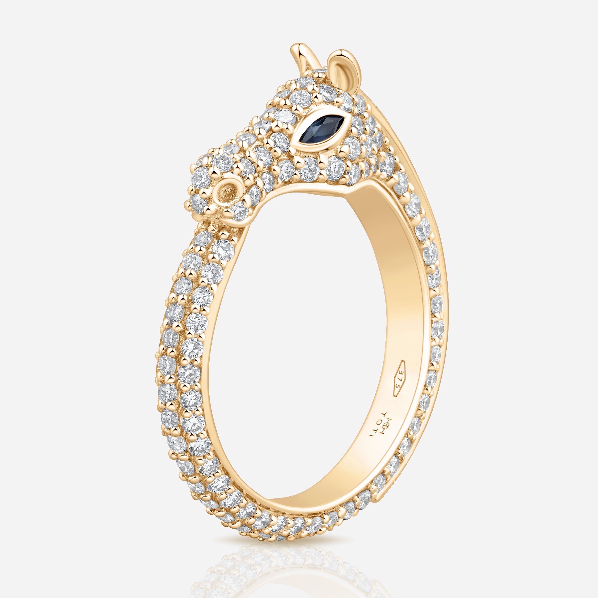 Celebration Horse Head Ring in 18k Yellow Gold with White Diamonds