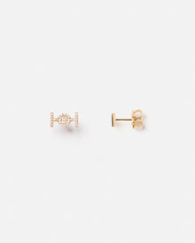 Challenge Studs in 18k Yellow Gold with White Diamonds