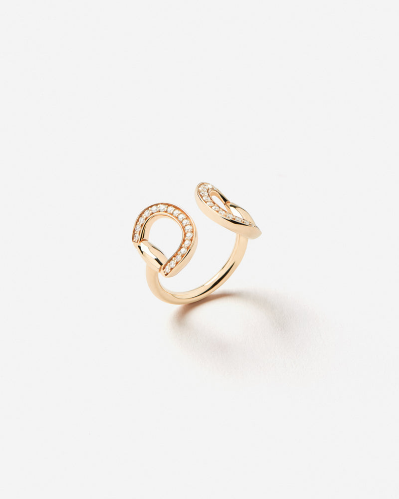 Connection Ring in 18k Yellow Gold with White Diamonds