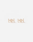 Challenge Studs in 18k Yellow Gold with White Diamonds