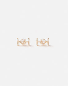 Challenge Studs in 18k Yellow Gold with White Diamonds