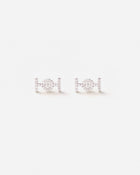 Challenge Studs in 18k White Gold with White Diamonds