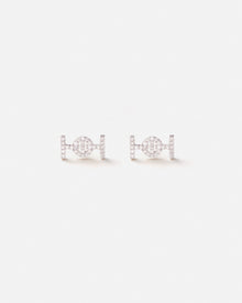 Challenge Studs in 18k White Gold with White Diamonds