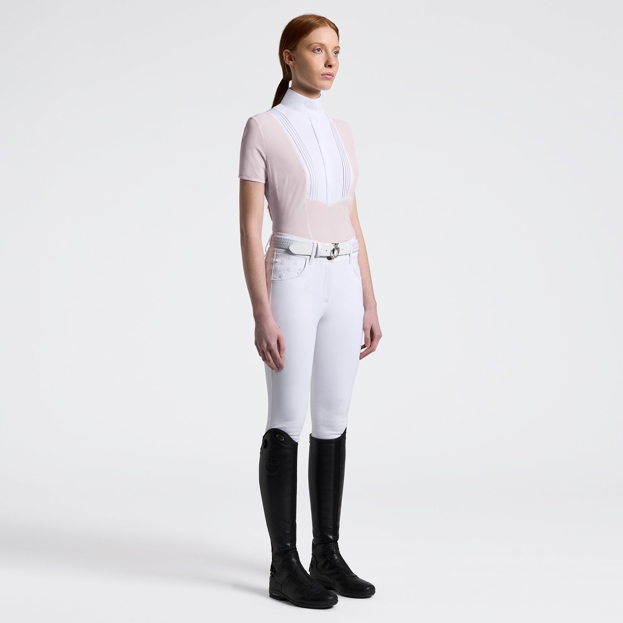 American Perforated Short Sleeve Show Shirt in Violet Ice