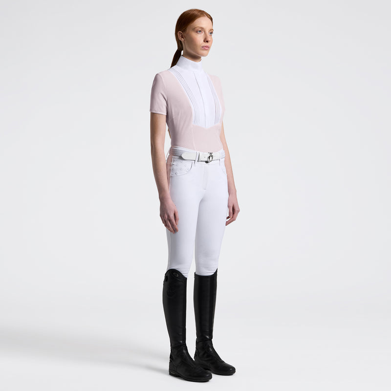 American Perforated Short Sleeve Show Shirt in Violet Ice