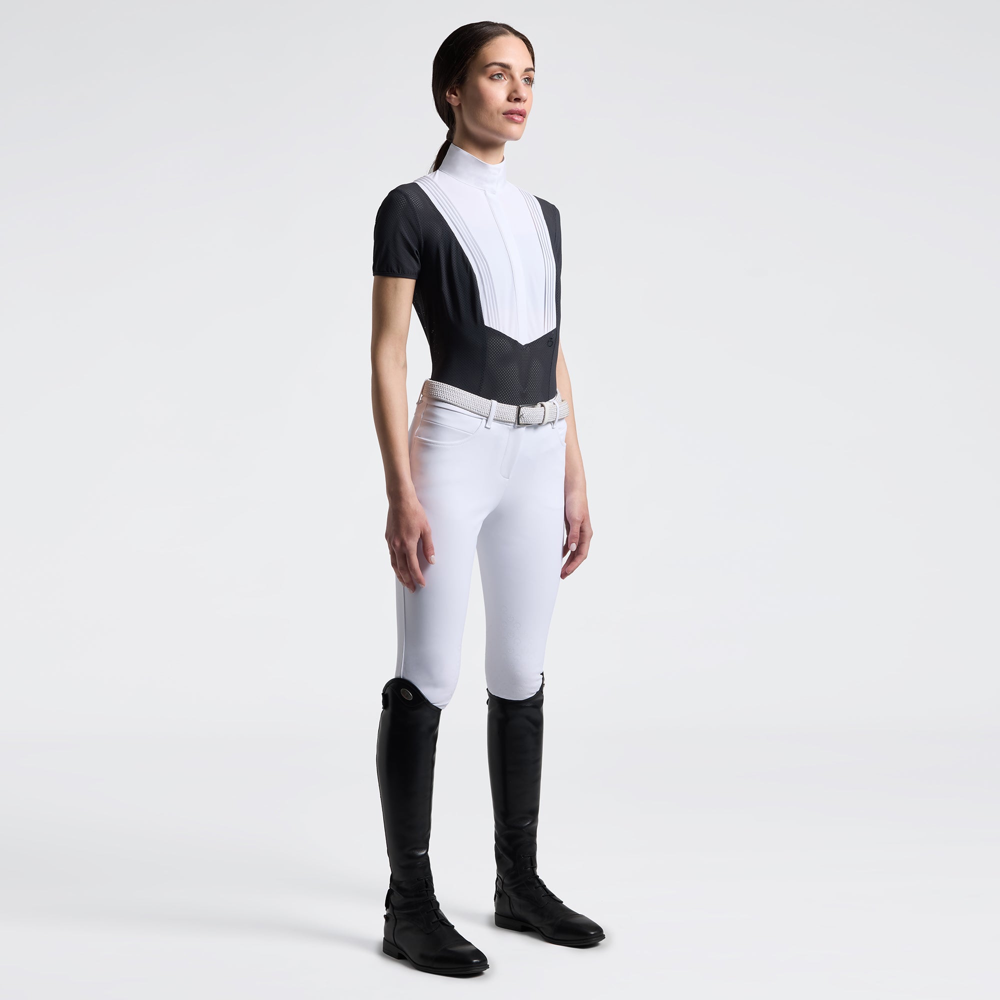 American Perforated Short Sleeve Show Shirt in Black