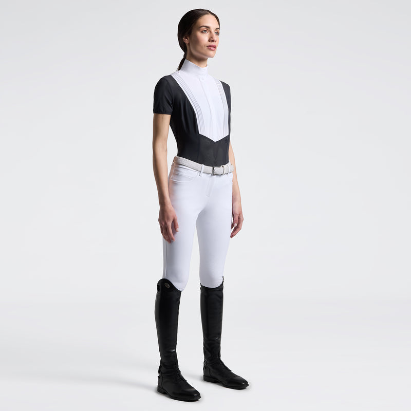 American Perforated Short Sleeve Show Shirt in Black
