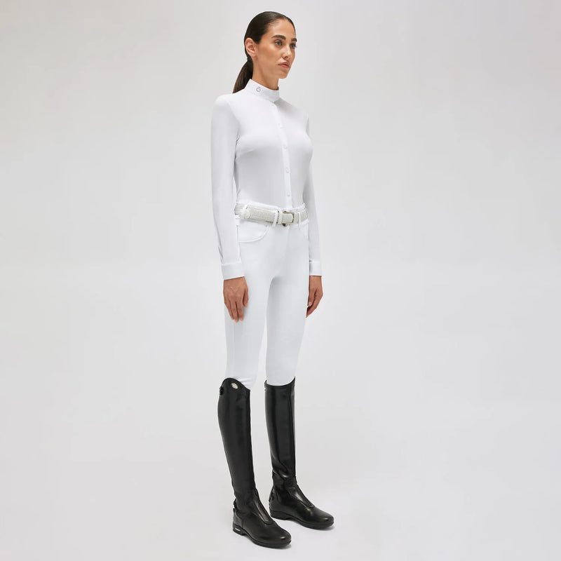 Tech Piquet Long Sleeve Show Shirt in White