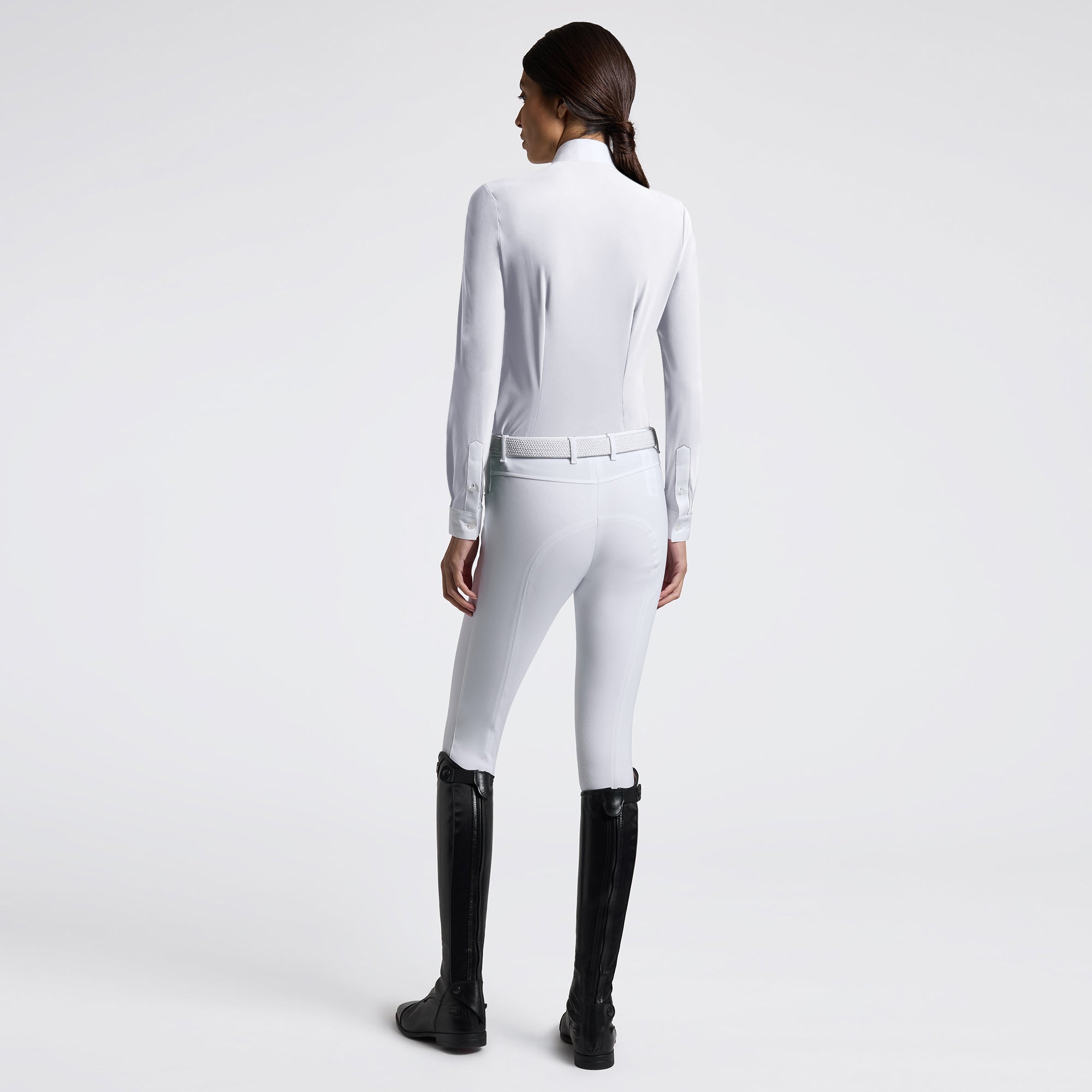 Pleated Long Sleeve Show Shirt in White