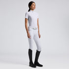 Jersey Mesh Inserts Short Sleeve Show Shirt in White