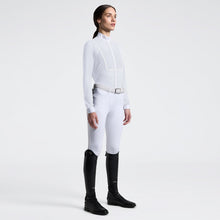 Perforated Long Sleeve Show Shirt in White