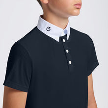 Boy's Perforated Short Sleeve Show Shirt in Navy