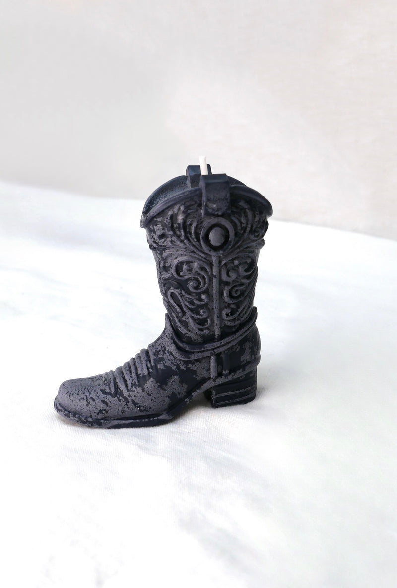 Cowboy Boot Candle in Midnight Frost