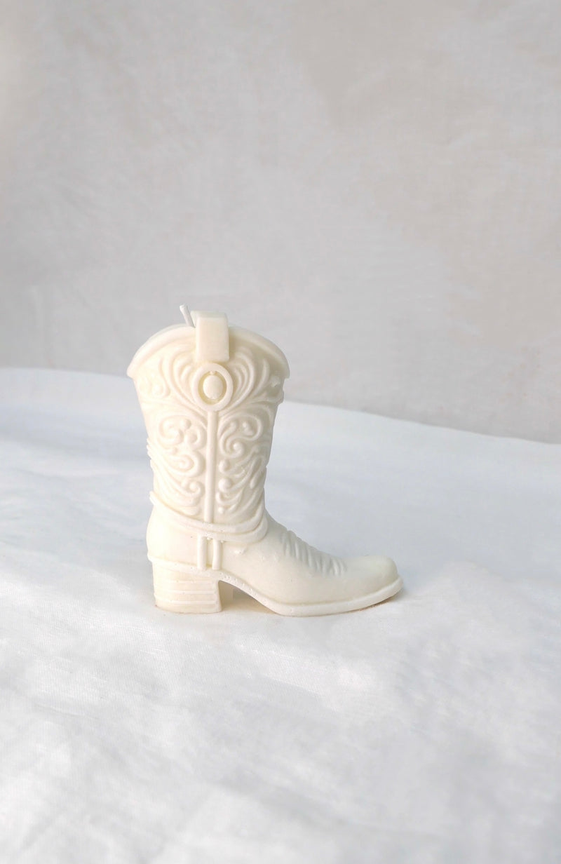Cowboy Boot Candle in Soy White