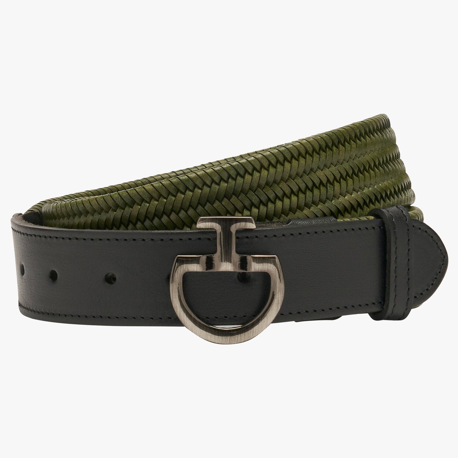 Woven Elastic Fabric Belt in Forest Green
