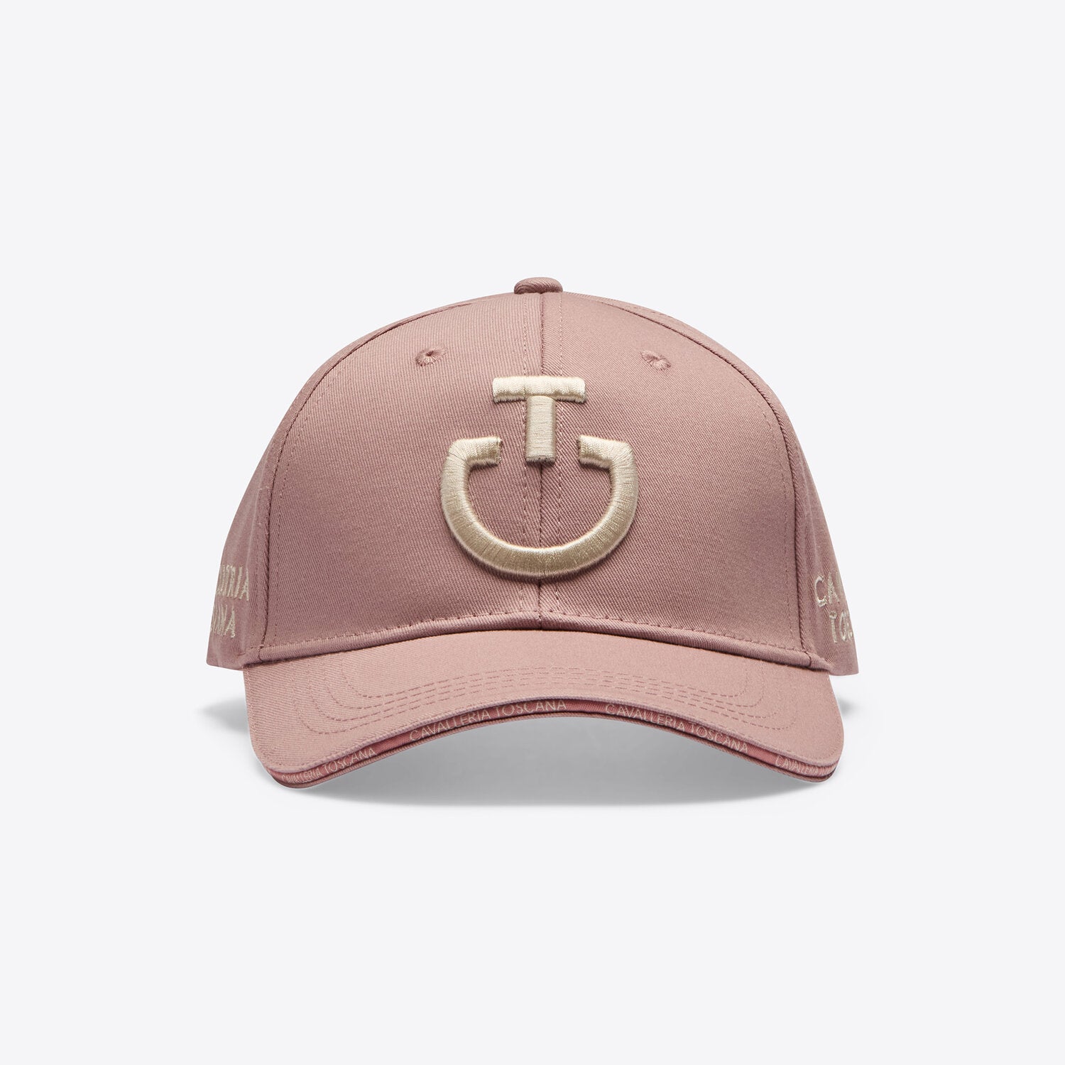 Cotton Cap with an Embroidered Logo in Blush/Cream