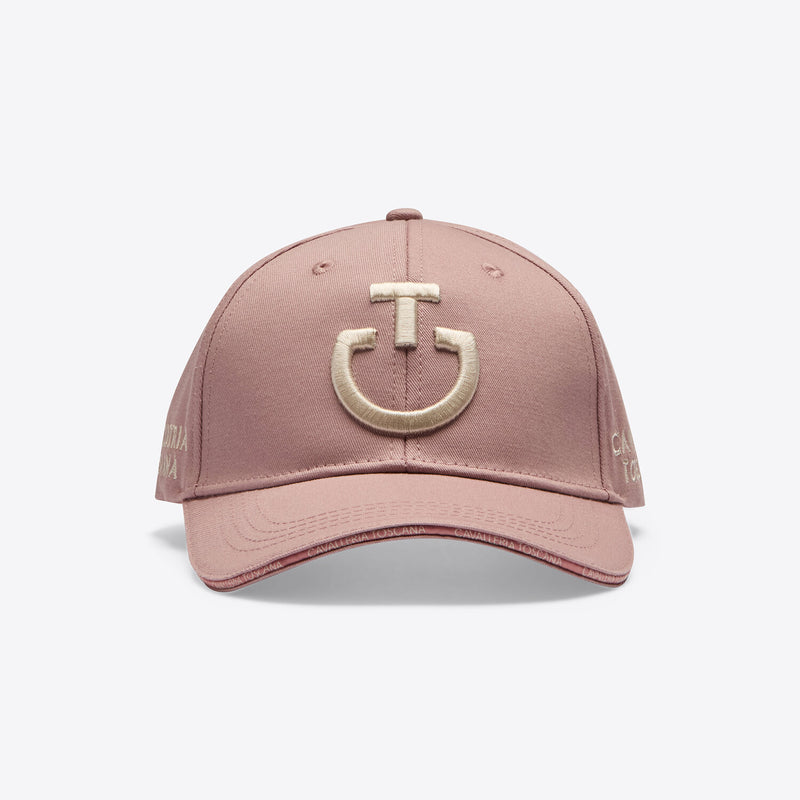 Cotton Cap with an Embroidered Logo in Blush/Cream