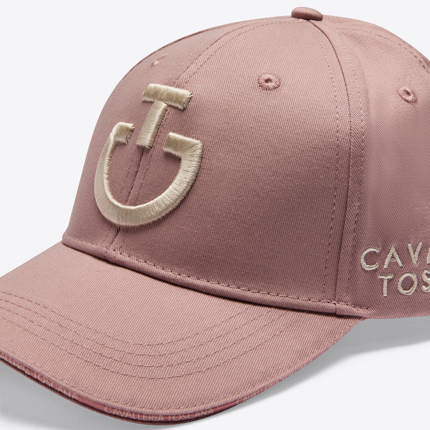 Cotton Cap with an Embroidered Logo in Blush/Cream