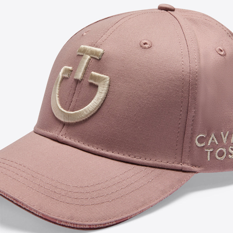 Cotton Cap with an Embroidered Logo in Blush/Cream