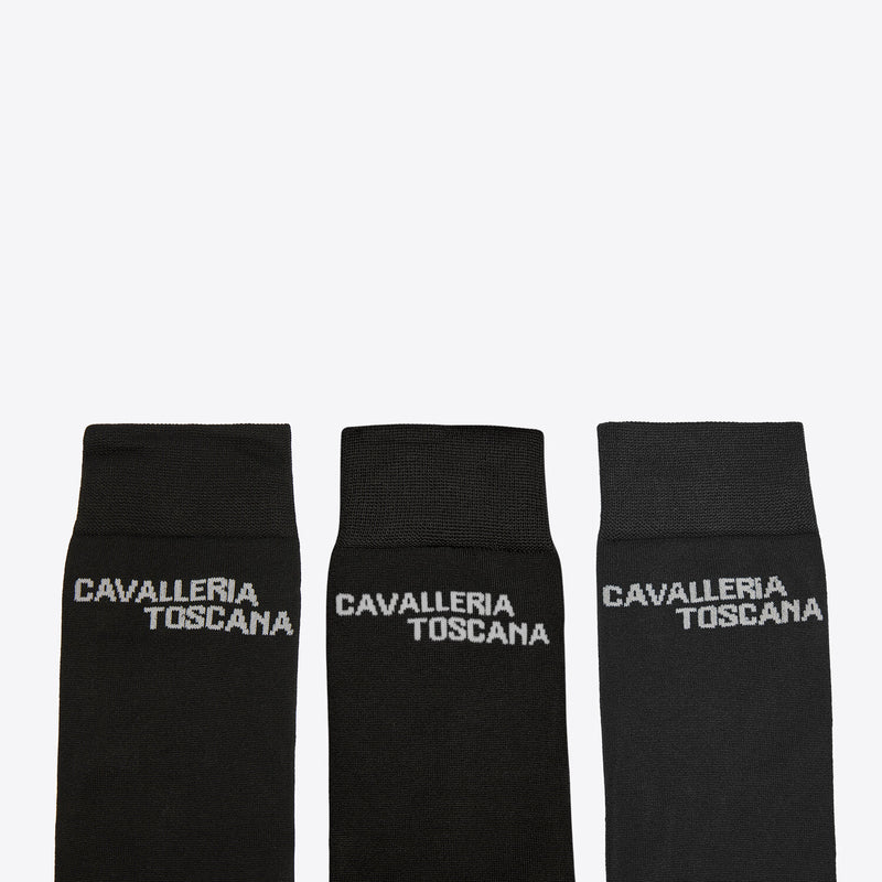 Set of 3 Jacquard Socks in Black