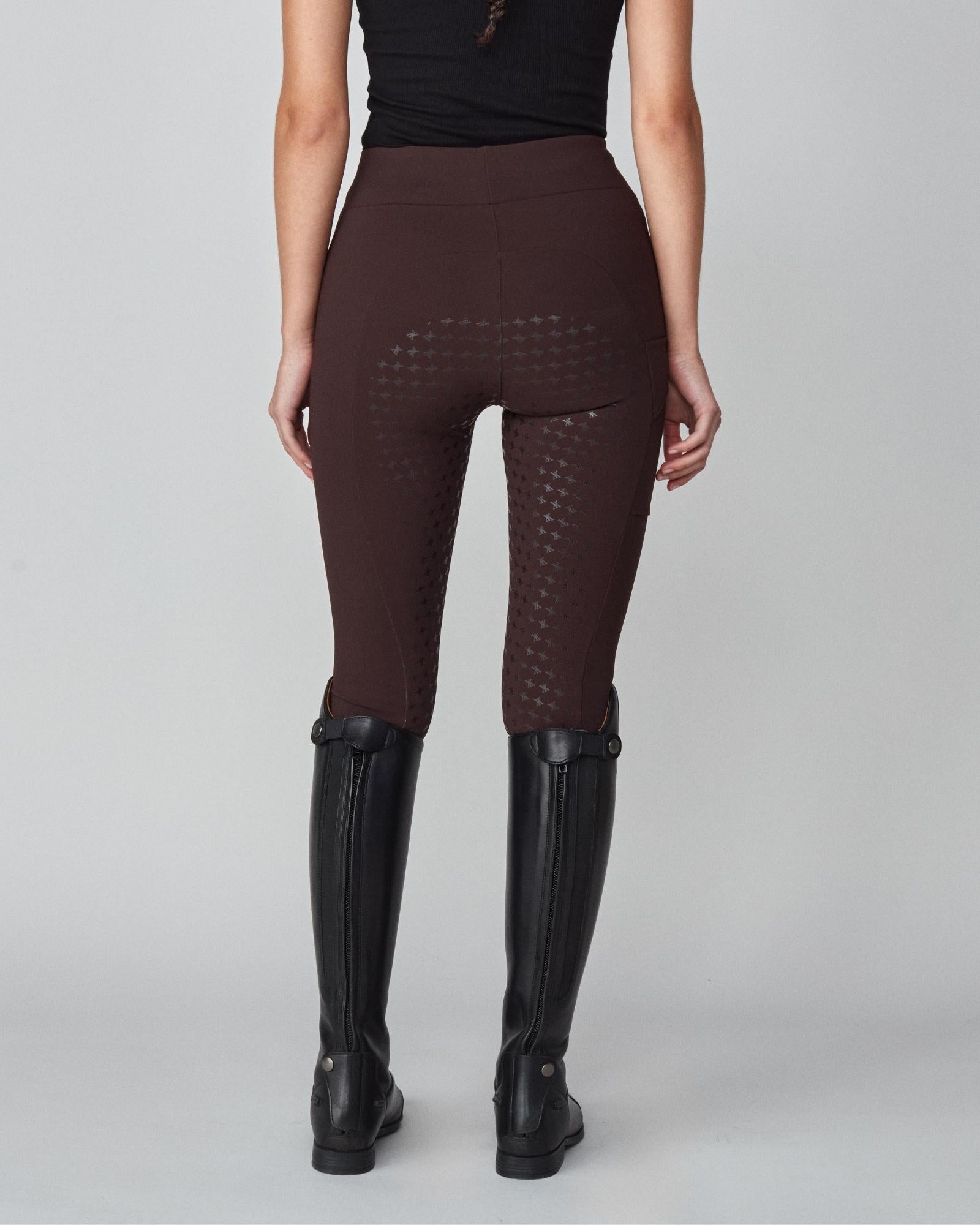 Compression Pull-On Riding Breeches in Dark Brown
