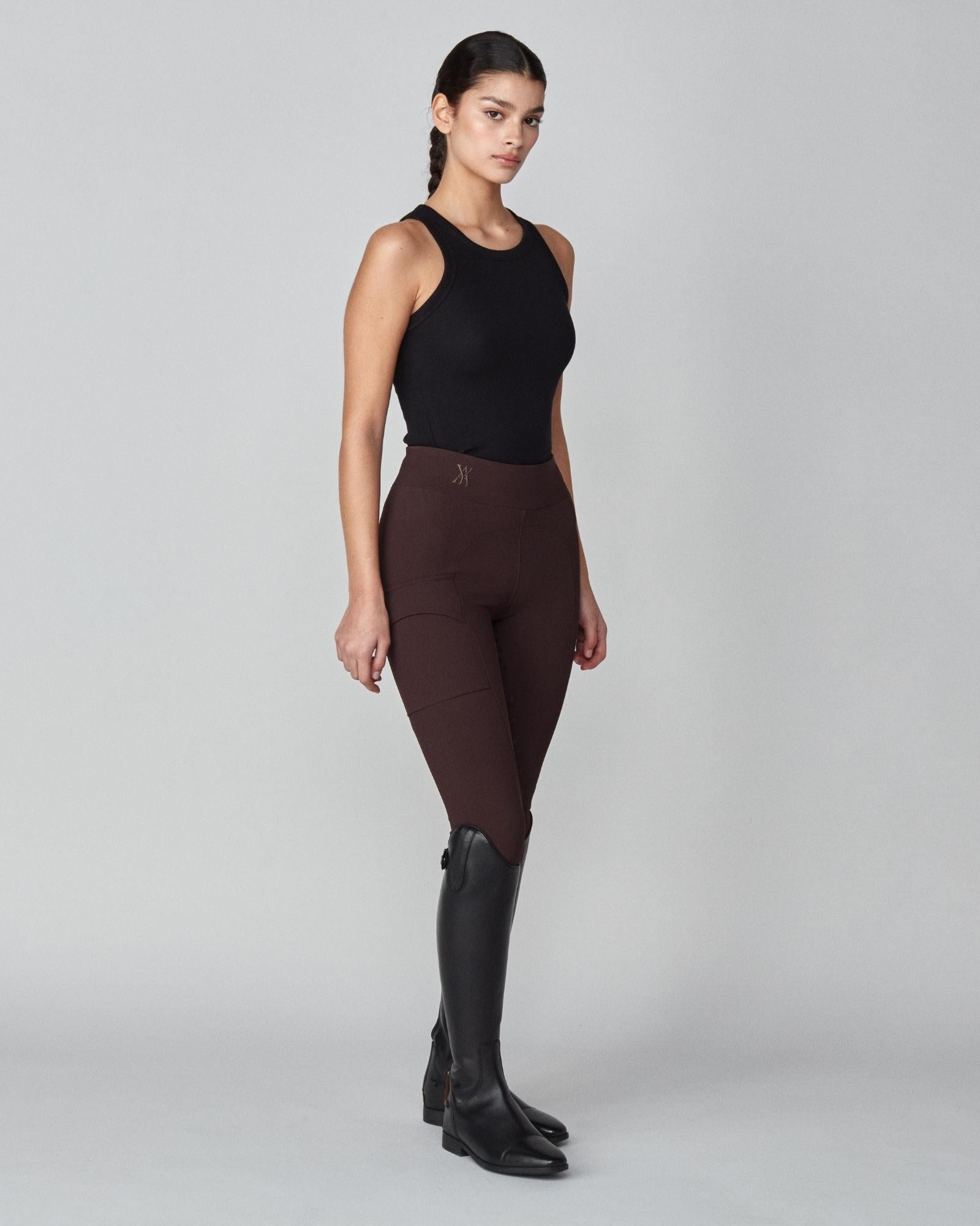 Compression Pull-On Riding Breeches in Dark Brown