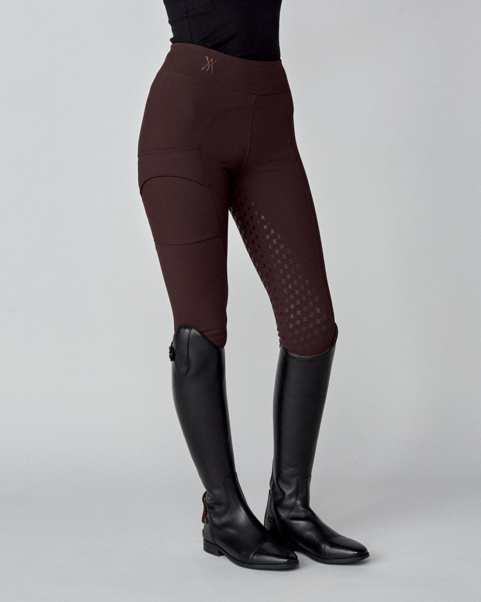 Compression Pull-On Riding Breeches in Dark Brown