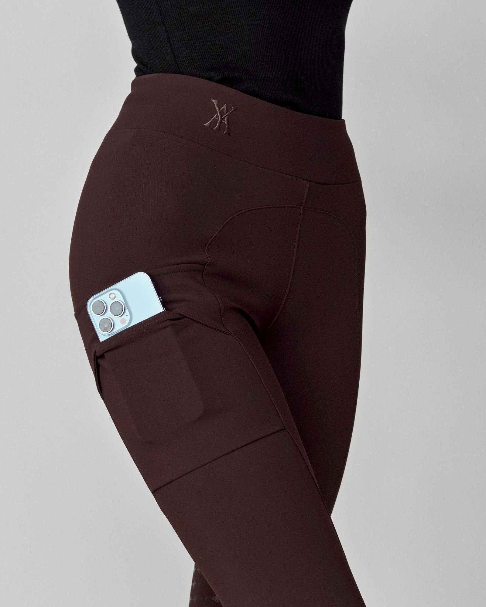 Compression Pull-On Riding Breeches in Dark Brown