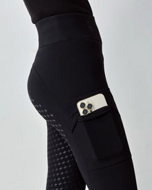 Compression Pull-On Riding Breeches in Black