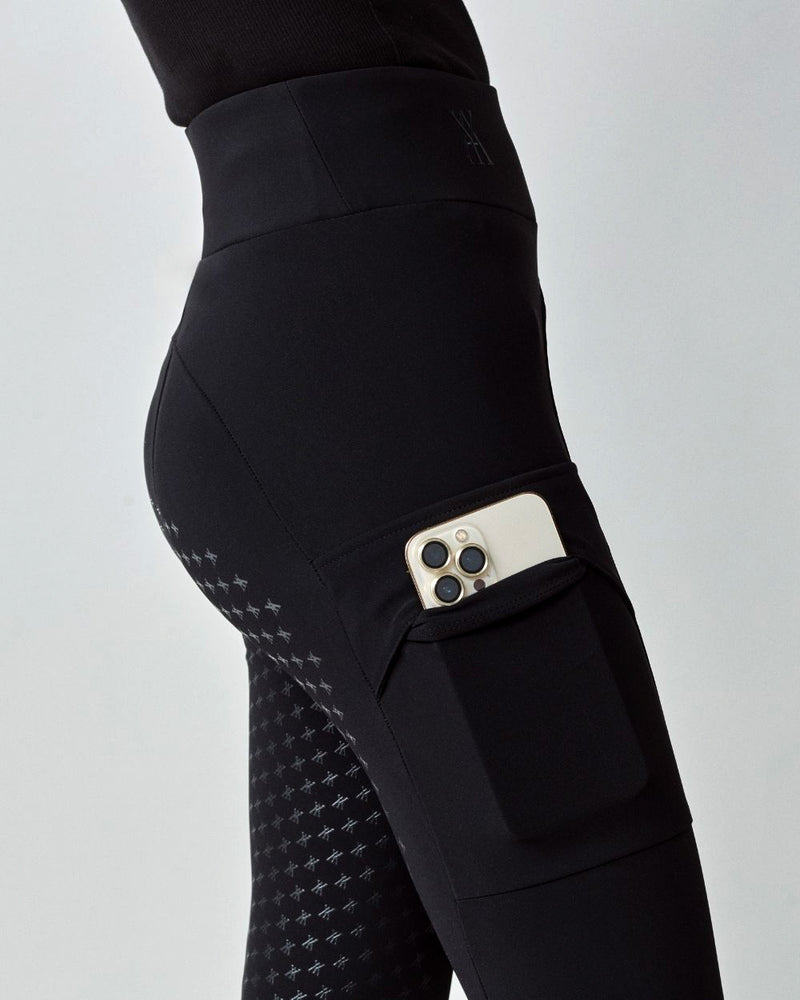 Compression Pull-On Riding Breeches in Black