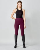 Compression Pull-On Riding Breeches in Burgundy