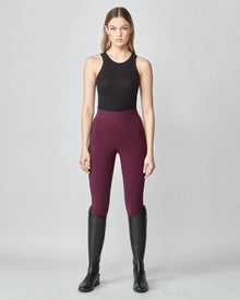 Compression Pull-On Riding Breeches in Burgundy