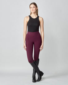 Compression Pull-On Riding Breeches in Burgundy