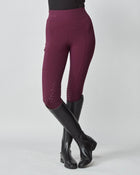 Compression Pull-On Riding Breeches in Burgundy