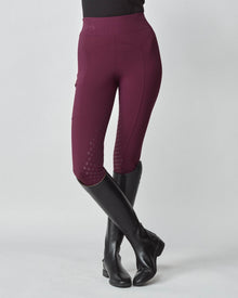 Compression Pull-On Riding Breeches in Burgundy
