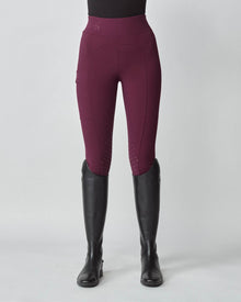 Compression Pull-On Riding Breeches in Burgundy