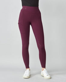 Compression Pull-On Riding Breeches in Burgundy
