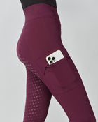 Compression Pull-On Riding Breeches in Burgundy