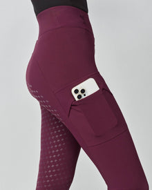Compression Pull-On Riding Breeches in Burgundy