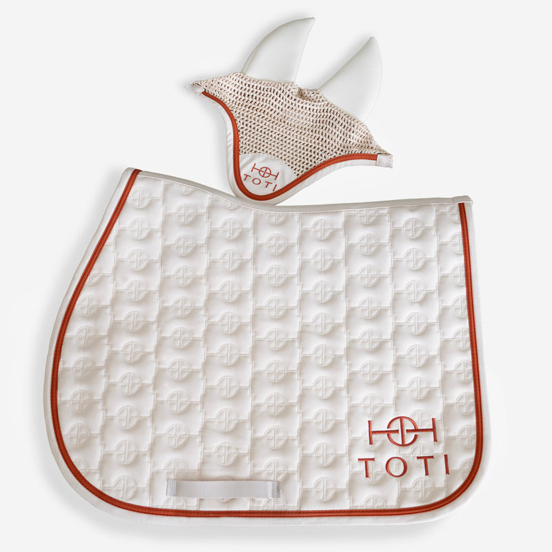 Saddle Pad & Ear Bonnet Set in Beige