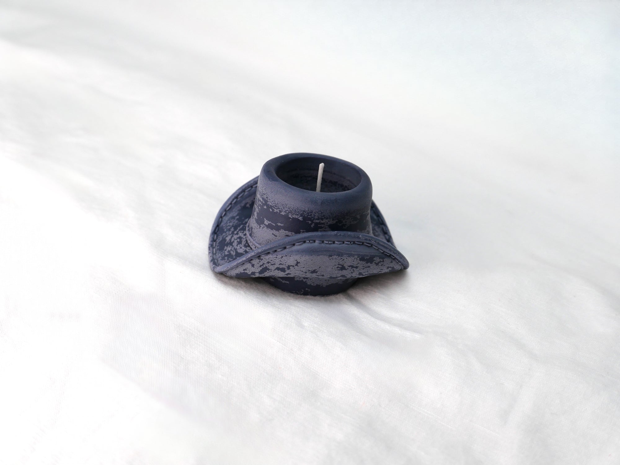 Cowboy Hat Tealight Candle in Midnight Frost