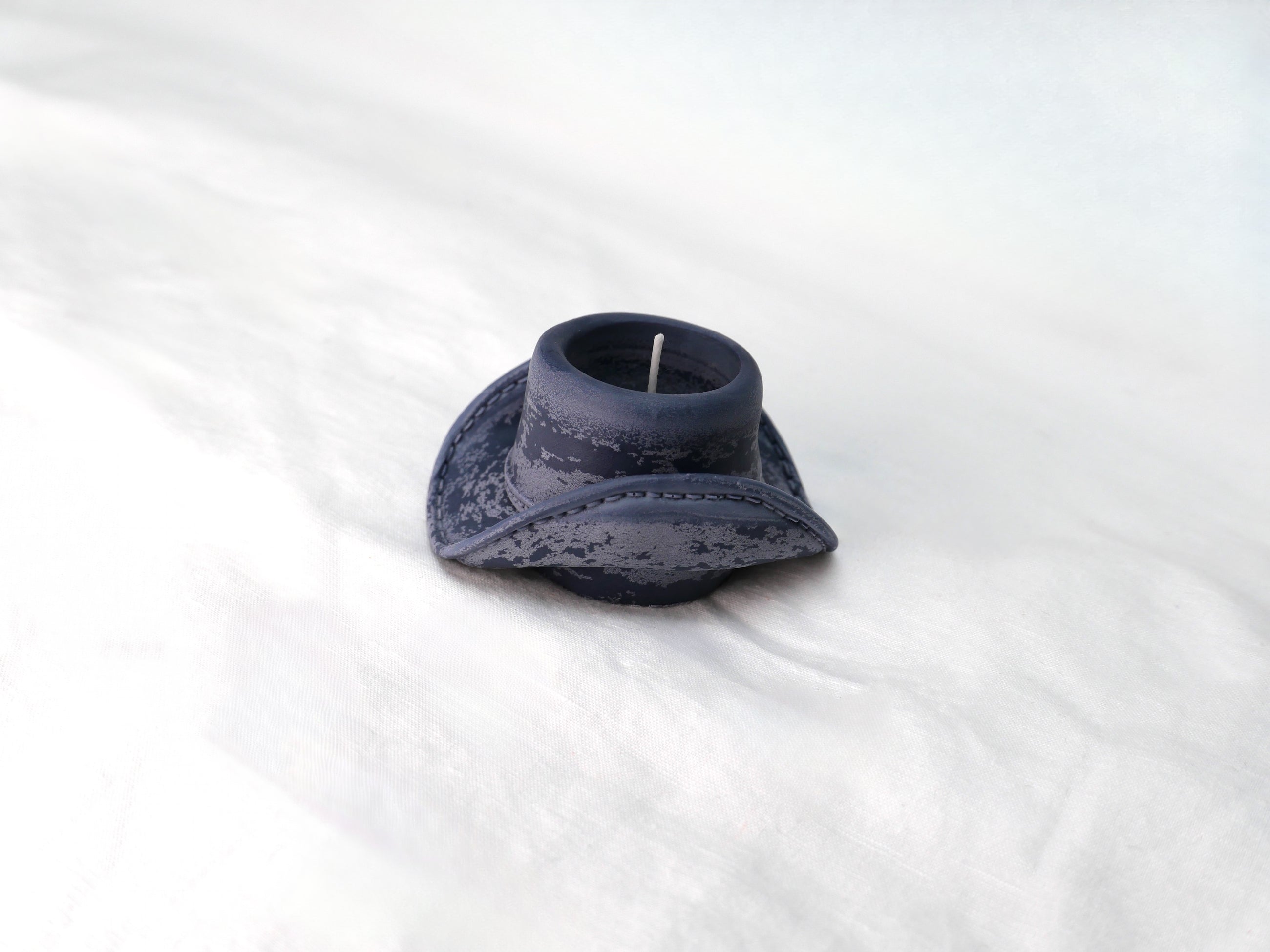 Cowboy Hat Tealight Candle in Midnight Frost