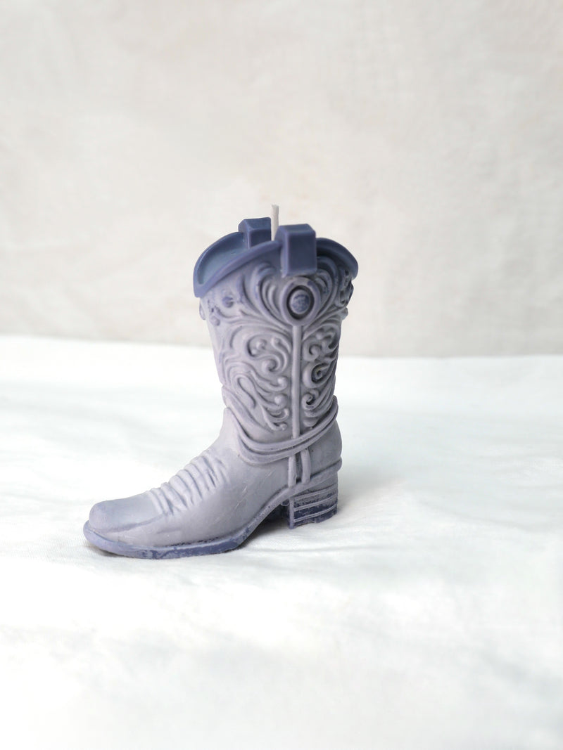 Cowboy Boot Candle in Weathered Sky