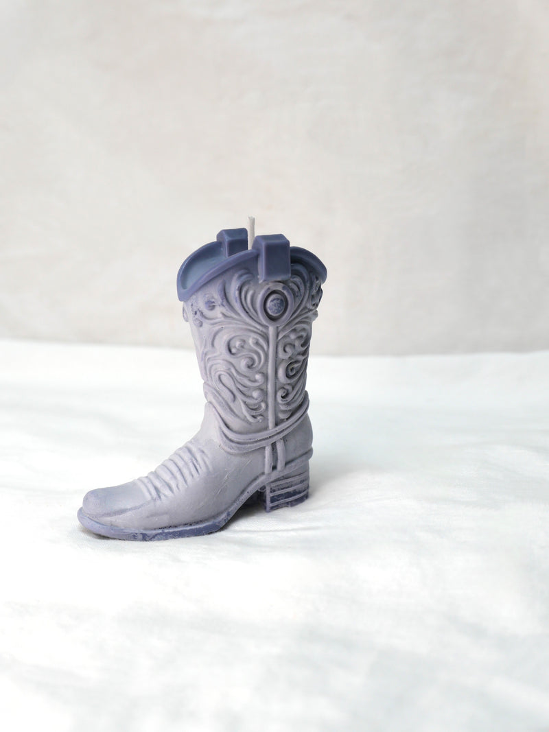 Cowboy Boot Candle in Weathered Sky