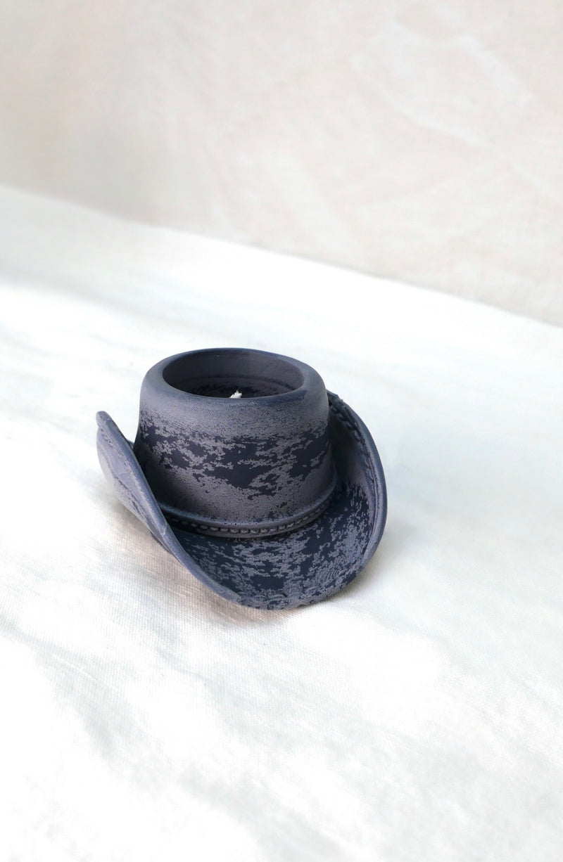 Cowboy Hat Tealight Candle in Midnight Frost