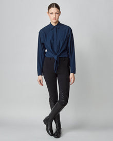 Front Tie Riding Shirt in Navy