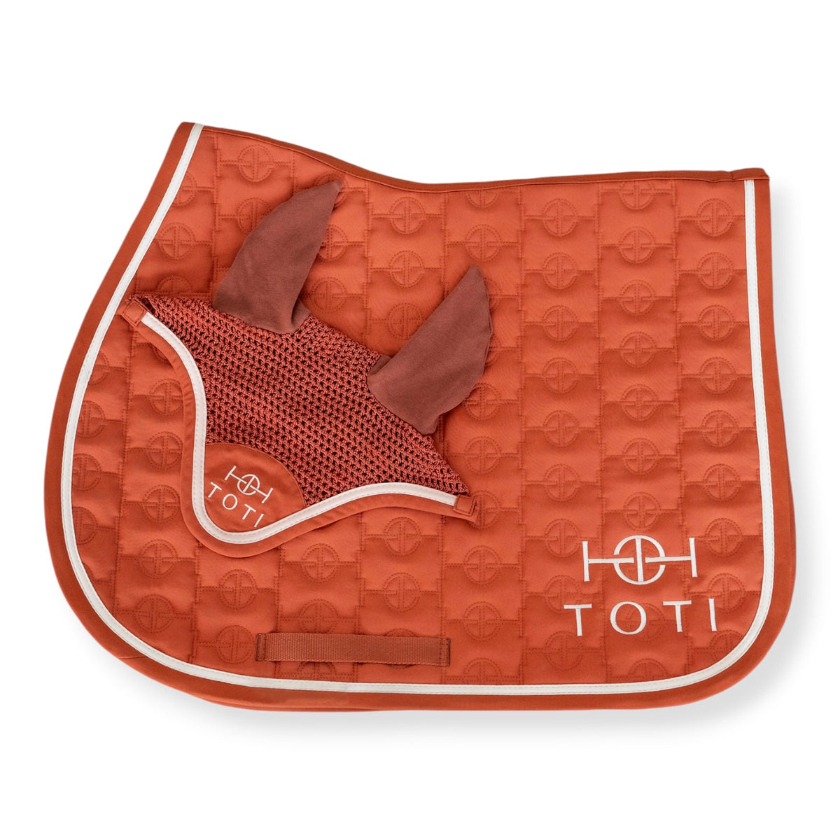 Saddle Pad & Ear Bonnet Set in Terracotta